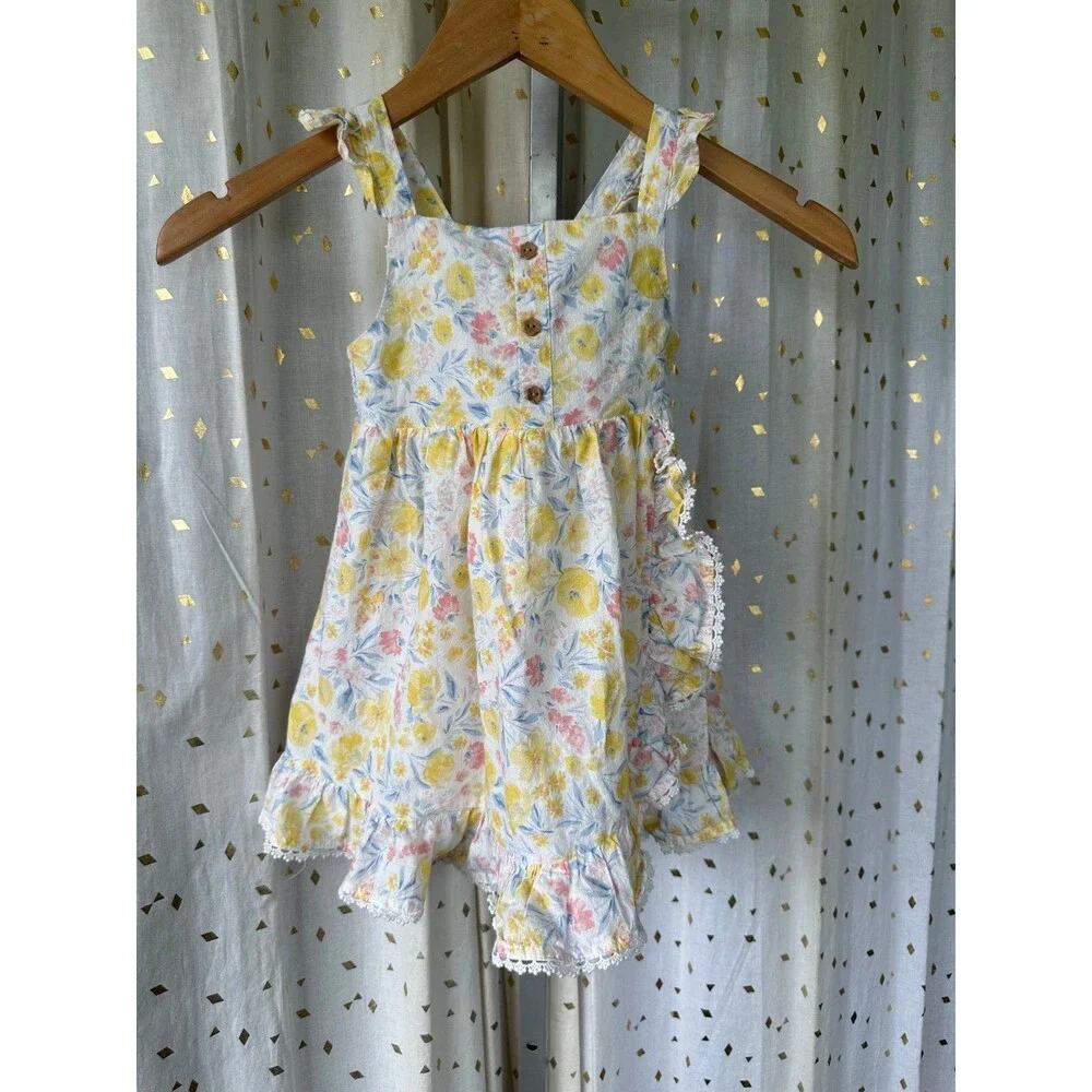 Tommy Bahama Toddler Girl 100% Cotton Floral Eyelet Lace Trim Spring Sundress 2